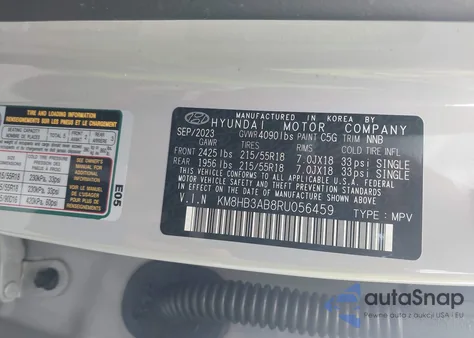 2024 Hyundai Kona Sel from USA, damaged, VIN KM8HB3AB8RU056459